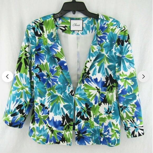 Chaus Jackets & Blazers - Chaus Blue Green White Floral Jacket